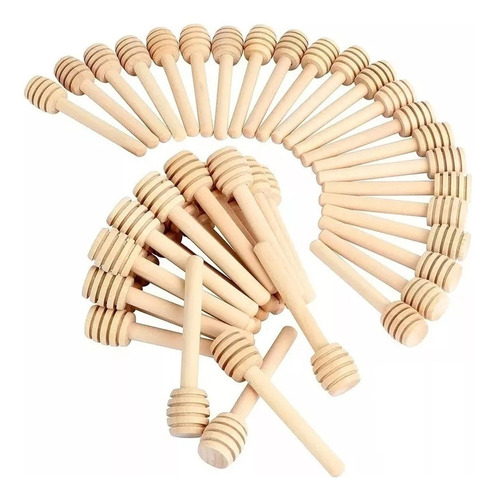 Juego De 100 Cucharas Agitadoras De Miel De Madera 8 Cm.