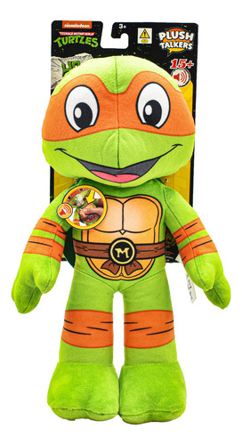 Tortugas Ninja Peluche 15 Sonidos 30 Cm Pack 2 Pzas Mattel Color Verde