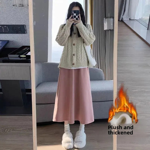 Falda Midi En A De Pana Con Forro Polar, Otoño/invierno