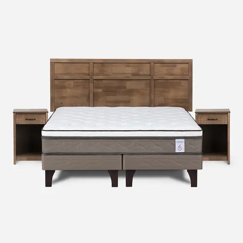 Cama New Style 6 De 2 Plazas Con Muebles Robin Tostado