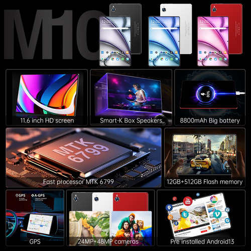 Tablet Android 13 11.6 512gb+12gb Ram Sim Con Teclado