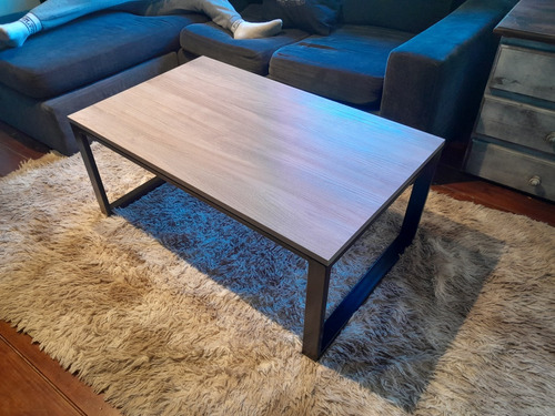 Mesa Ratona Industrial Hierro Grueso Con Madera Melamina 