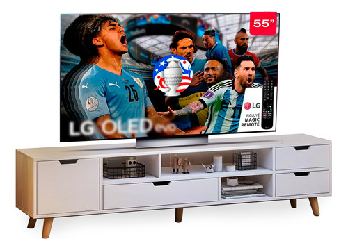 Smart Tv LG Evo Oled55c2psa 4k 55  + Mueble Rack Bajo