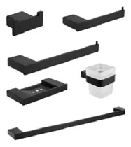 Comprar Juego Set Accesorios Baño 6 Piezas Valencia Negra Acero 304