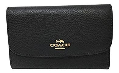 Coach Pebbled Medium Envelope Wallet Negro F30204