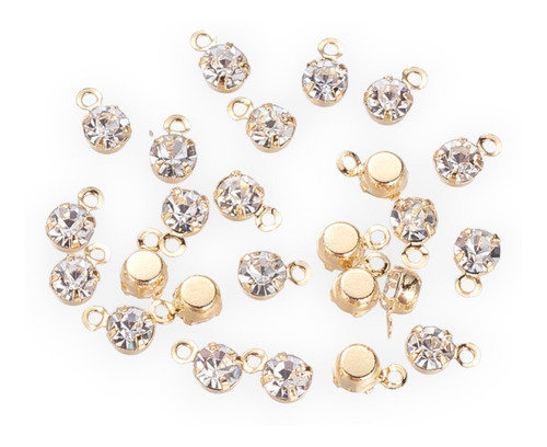 10 Colgante Rhinestone Diamante Cristal Dorado Bisuteria