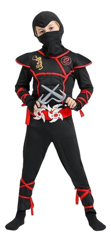 Niños Ninja Cosplay Traje Samurai Ninja Muscle Suit Negro