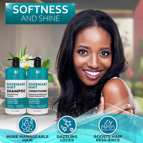 Conjunto De Shampoo E Condicionador Com Óleo De Alecrim E Me