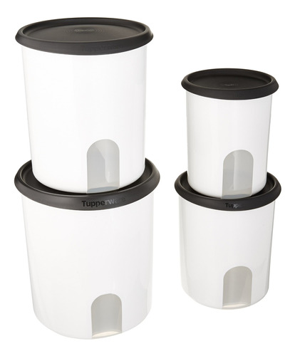 Tupperware One Touch Recordatorio 4-pc. Canister Set/black C
