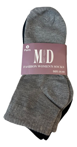 Medias Soquetes Pack De 3 Pares Unisex Lisos Livianas Surtido Unico Del 35 Al 40