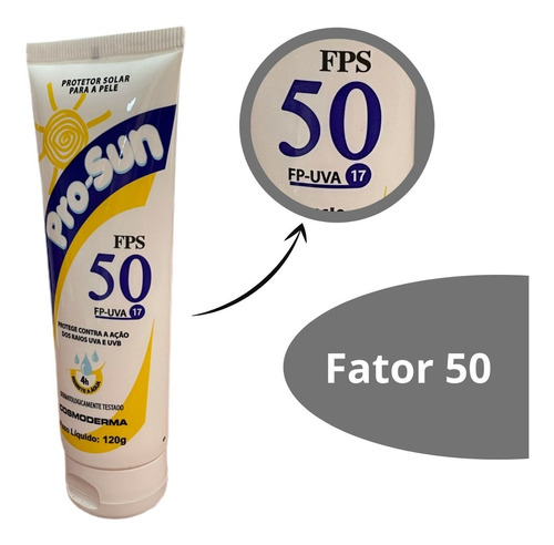  Pro-sun creme cosmoderma fps 50 protetor solar 120ml