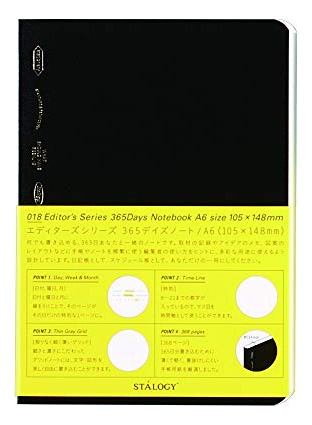 Cuaderno Stalogy 018 Editors Series 365 Days, Tamaño A6, Neg