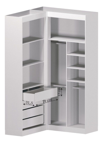 Guarda Roupa Closet Casal Sem Portas Canto Em L Com 4 Dbwt