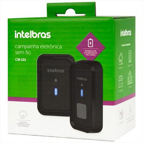 Campainha Sem Fio Cib 101 Com Bateria Preta Intelbras
