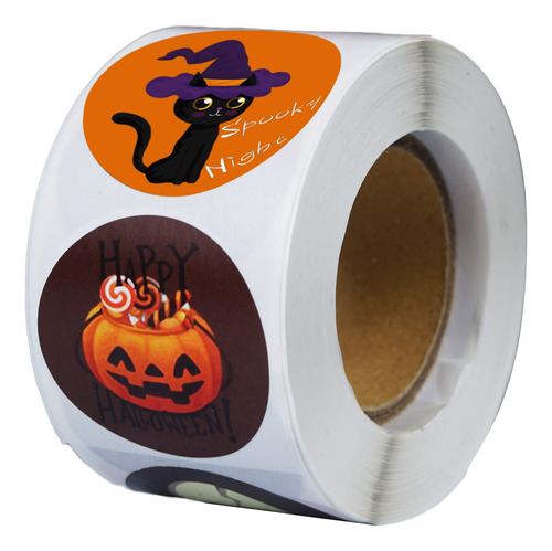 500 Uds. Rollo De Pegatinas De Halloween De 1,5 Pulgada...