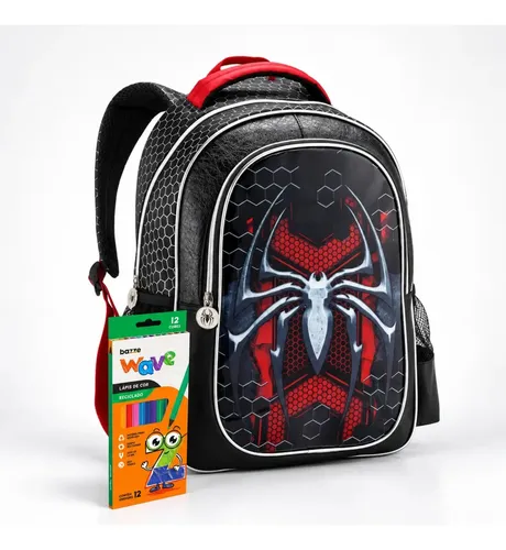 Mochila Escolar Bolsa Costas Masculino Infantil Brinde Spider Ara...