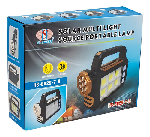 Linterna Multifuncional Carga Usb / Solar / Camping Linterna