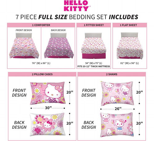 Franco Hello Kitty Kids Bedding Super Soft & Cozy Reveris...