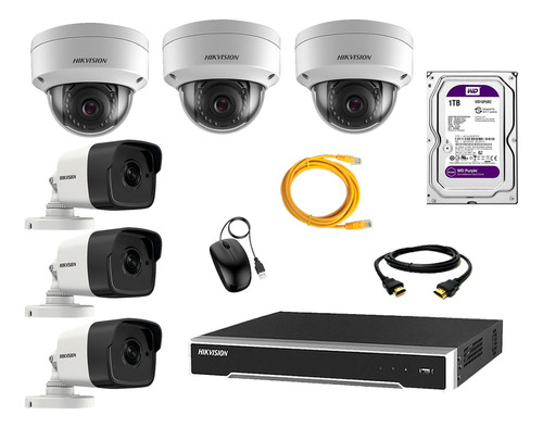 Camara Seguridad Ip Poe Full Hd Kit 6 Hikvision Disco 1tb Wd