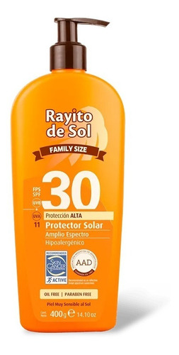 Protector Solar Fps 30 Family Rayito De Sol X 400 G