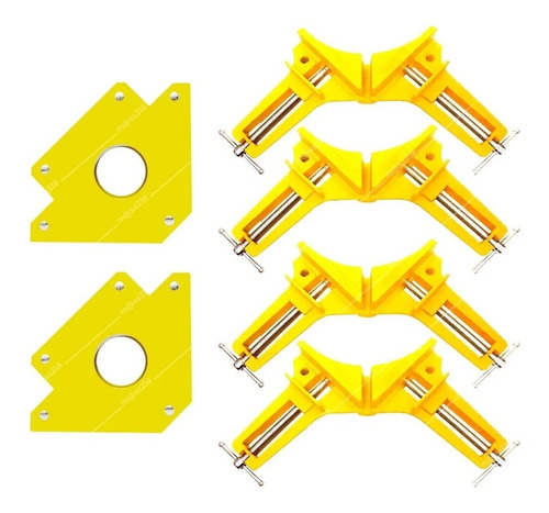 2 Escuadras Magnéticas 4p Y 4 Prensas Carpintería Herrerí