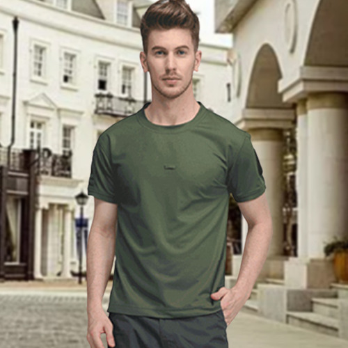 Camiseta Táctica Masculina De Color Sólido Militar De Secado