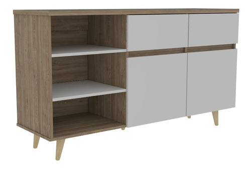 Bife En Madera Alina Color Miel Blanco Elegante Bmb 3339