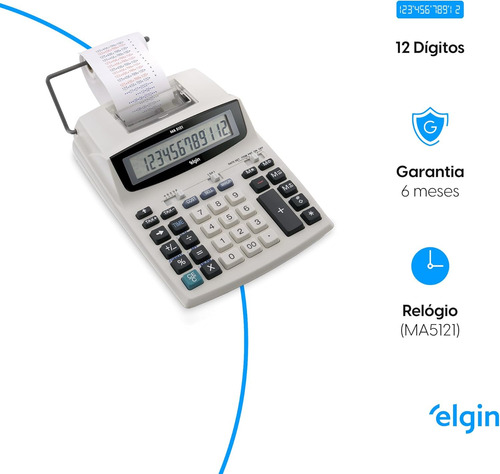 Calculadora De Mesa Com Bobina 12 Dígitos Ma-5121 Elgin