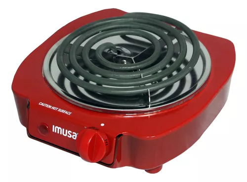 Cocina eléctrica de una hornilla IMUSA USA GAU 80305 de 1100 vatios en  color negro, Rojo (Red Single Electric Burner), Rojo