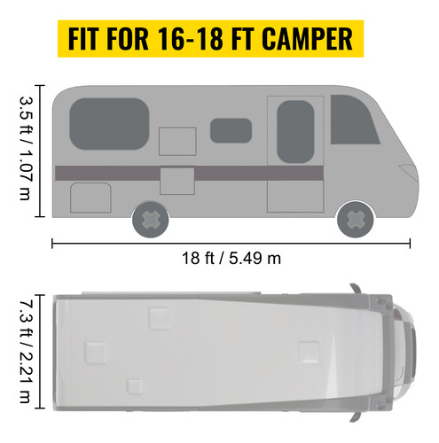Vevor Cubierta De Remolque Camper 16 A 18 Pies Toldo