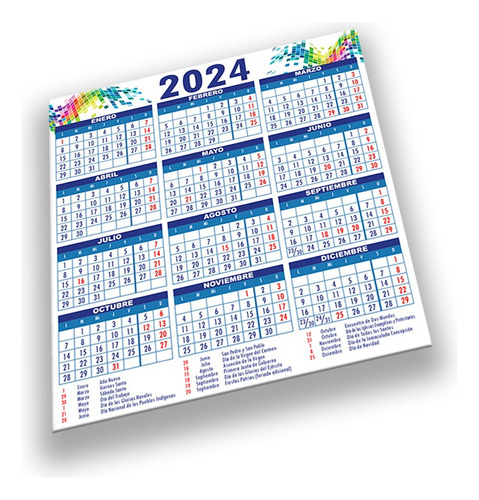Calendario Pared  2024 Carton Pluma Foam 54.5 X 50 Cm