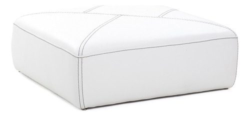 Pouf Cuadrado En Cuero Blanco. Moderno Y Elegante.