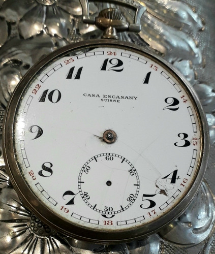Reloj De Bolsillo 46mm Casa Escasany Plaque Oro A Revisar