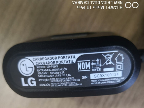 Cargador Portátil LG Sta-p53ms 100-240v A Dc 5.6v 0.4a