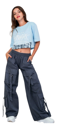 Pantalon Wide Leg Mujer Gabardina Premium Varios Colores