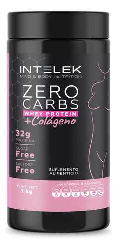 Proteína Whey Zero Carbs Colágeno Fresa 1kg Intelek