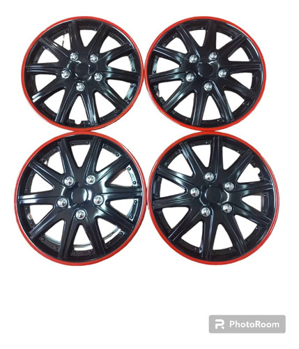 Set De 4 Tapas De Ruedas O Copa Aro 14 Para Autos Negra