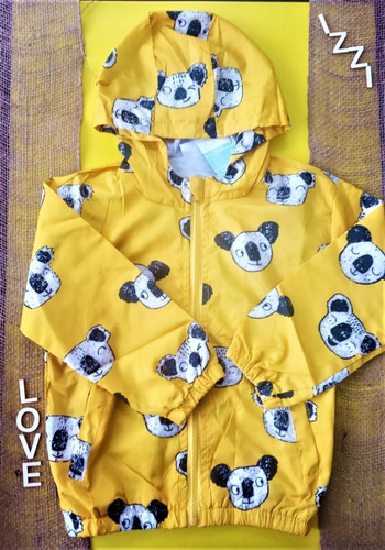 Chaqueta Rompe Vientos Con Capucha De Panda