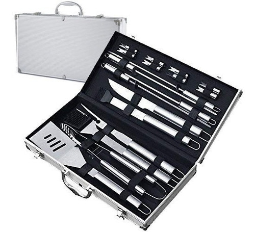 Set Asado Kit 19 Piezas 17 Estuche Aluminio Parrilla Asador