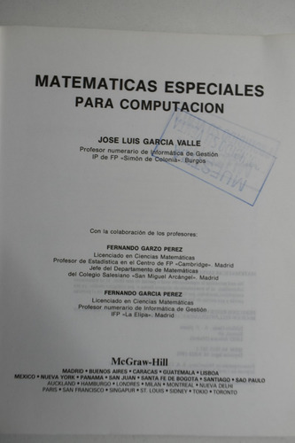 Matemáticas Especiales Para Computación C211 (Usado)