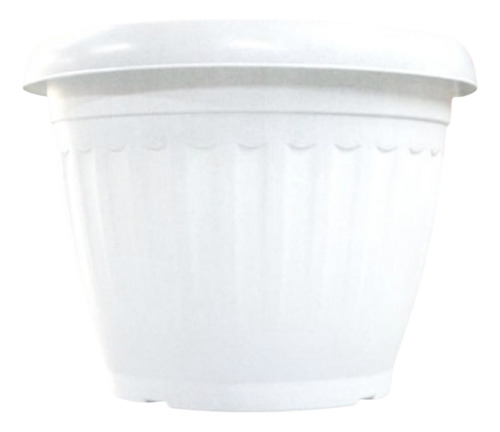 Pack 3 Macetero Plástico Redondo 28 Cm Blanco Marmolado Redondo