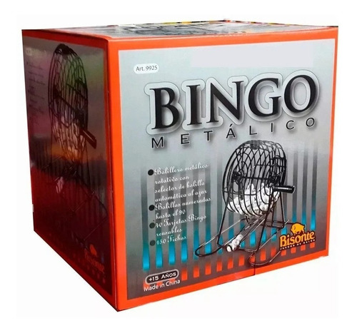 Imagen 2 de 3 de Bingo Con Bolillero Metalico Bisonte