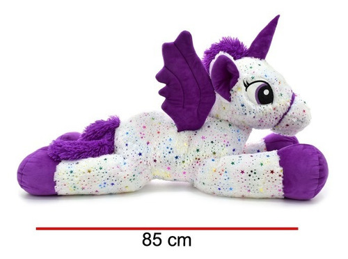 Imagen 2 de 3 de Phi Phi Peluche Unicornio Echado Con Estrellitas 85cm 4139
