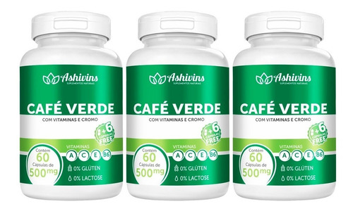 Café Verde - Ashivins - 180 Caps - 500 Mg