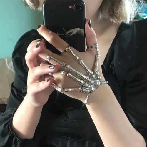 Pulsera Garra Esqueleto Engancha Todos Los Dedos Gótico Punk