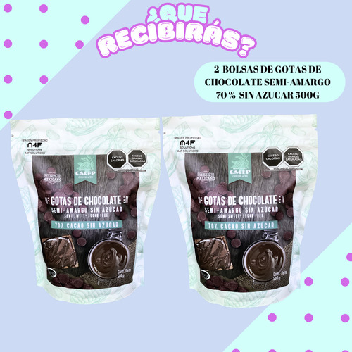 Paq Gotas Chocolate Semiamargo SinazĂșcar 70% Cacao Cacep 1kg