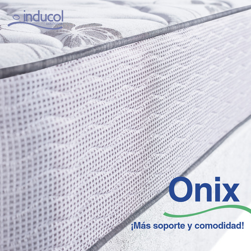 Inducol Resortes Onix 160x200cm súper queen size con marco perimetral de acero y estabilizadores latelares tela jackard