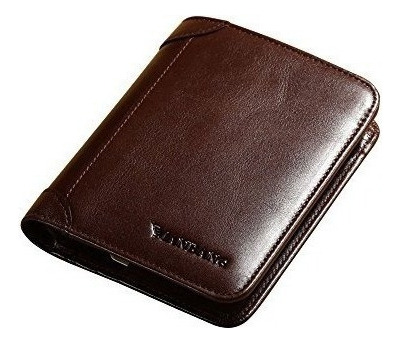 Billetera Bifold De Cuero Genuino De Cuero De Vaca Con Capac