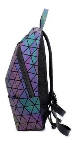 Mochila Tornasol Geometrica Luminosa Unisex Escolar Versatil