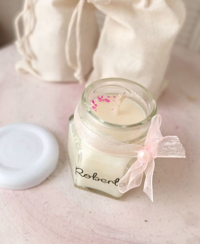 Vela En Frasquito De Vidrio Souvenir - Cabeza De Novia -